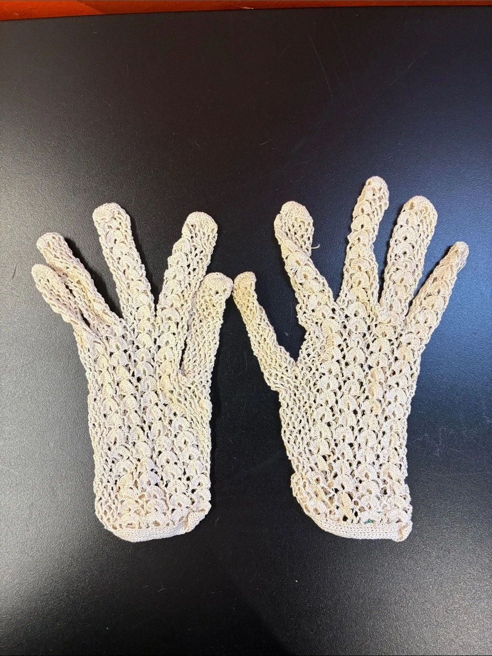 Handmade Crochet french pattern Lace Women's Gloves in Cream made in lebanon